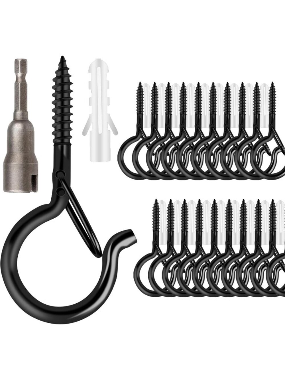 New 36 PCS Q-Hanger Hooks with Safety Buckle, Windproof Screw Hooks